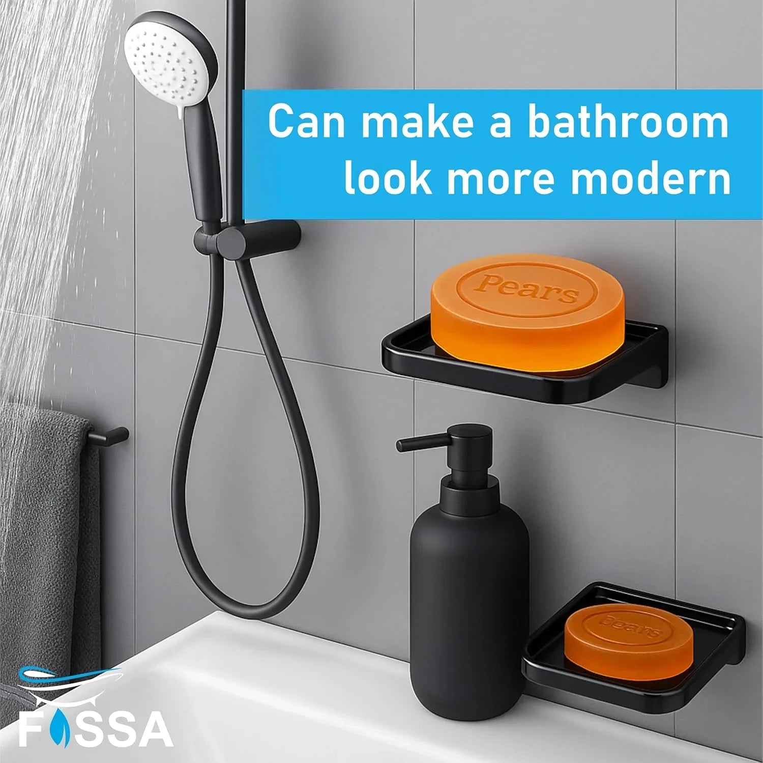 modern bathroom black soap dish unbreakable abs square design