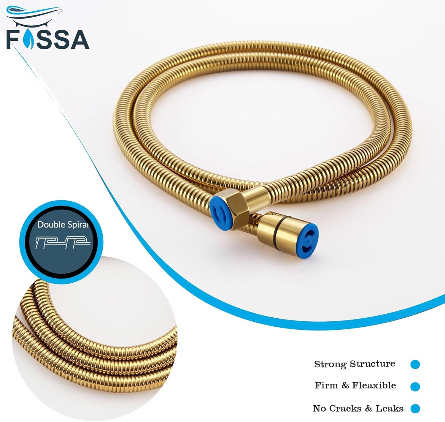 Stainless Steel Shower Hose Pipe -  1 Meter Gold - Fossa Home 