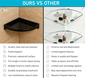 modern bathroom black corner wall shelf unbreakable ABS