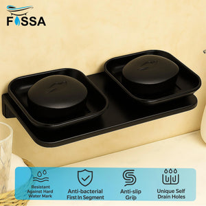 black rectangular double soap holder abs unbreakable ceramic look design