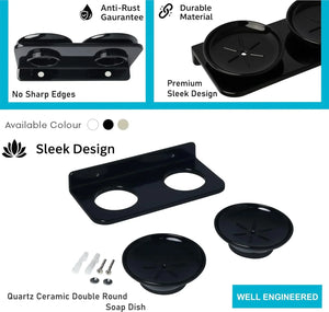 black round double soap holder abs unbreakable ceramic look design