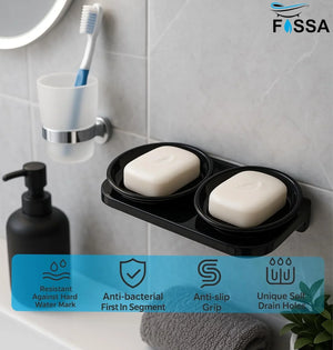 abs unbreakable double soap dish black ceramic finish for wash basin
