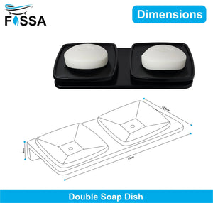 abs unbreakable double soap dish black rectangular ceramic finish for bathroom