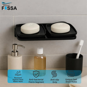 black rectangular double soap holder abs unbreakable ceramic finish design