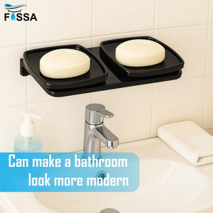 black color double soap holder abs ceramic finish durable bathroom accessory