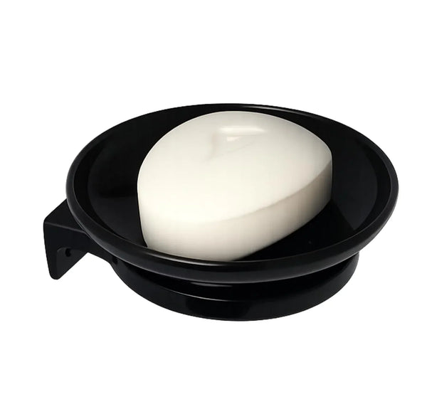 Black Soap Dish Unbreakable ABS Round Ceramic Finish (RB-121) - Fossa Home 