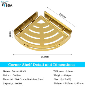 Caddy Stainless Steel Corner Shelf (Gold) - Fossa Home 
