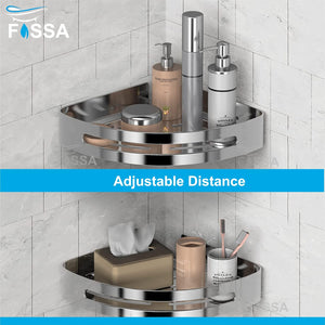 Caddy Stainless Steel Corner Shelf (Silver) - Fossa Home 