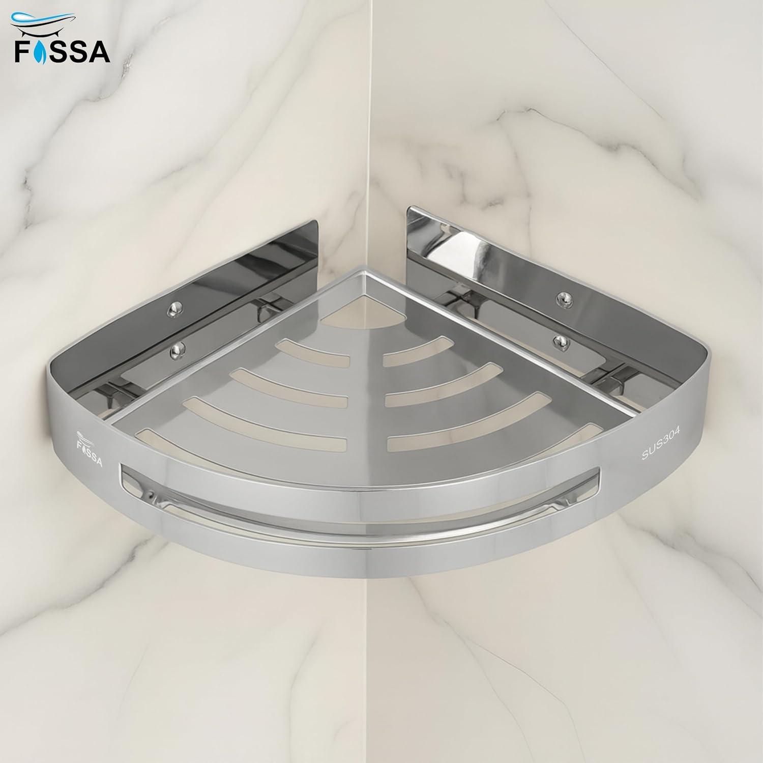 Caddy Stainless Steel Corner Shelf (Silver) 3 Set - Fossa Home 