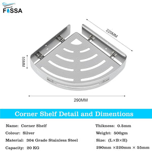 Caddy Stainless Steel Corner Shelf (Silver) 3 Set - Fossa Home 