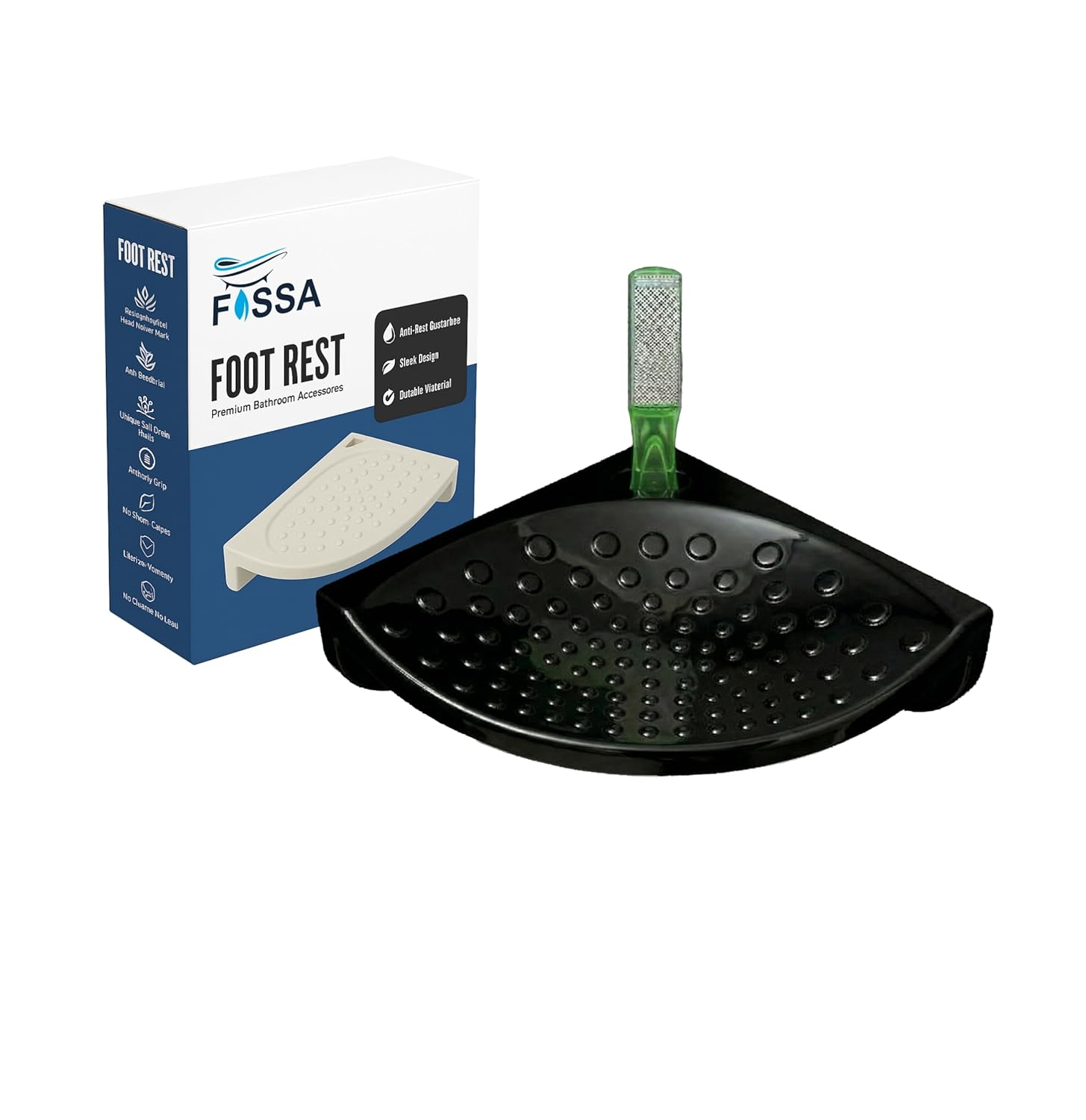 Ceramic Black Foot Rest Stand Unbreakable Glossy Finish (RB-135) - Fossa Home 