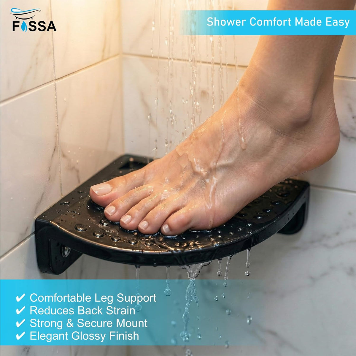 Esty Foot Rests Ceramic Foot Rest for Bathroom – Durable & Stylish Support Black ...