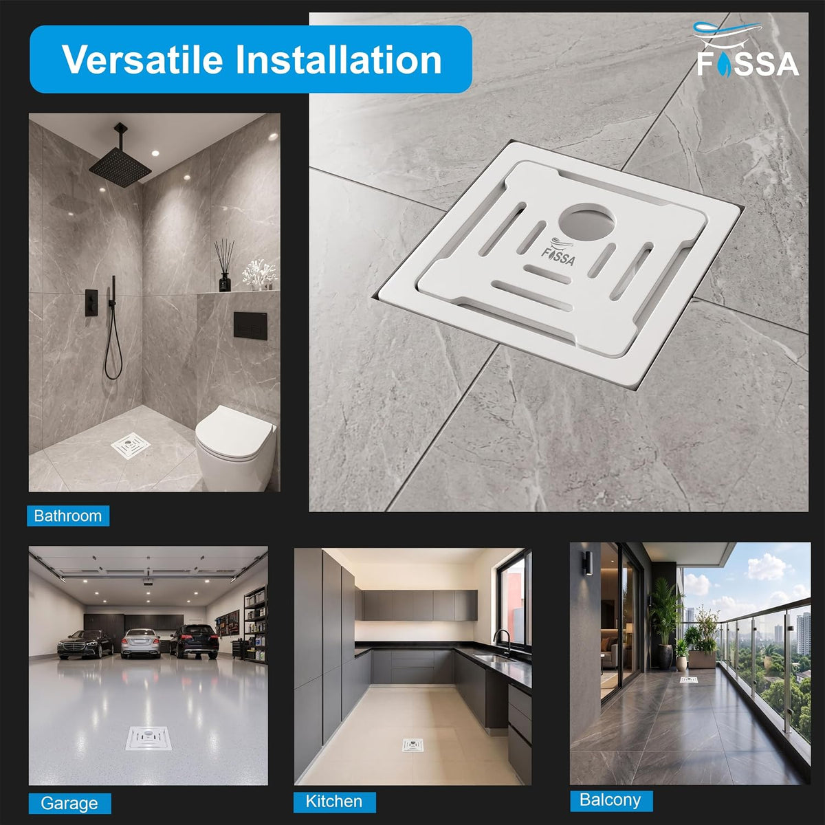ceramic floor drain featuring a cockroach trap for added protection and hygienic floor drainage.