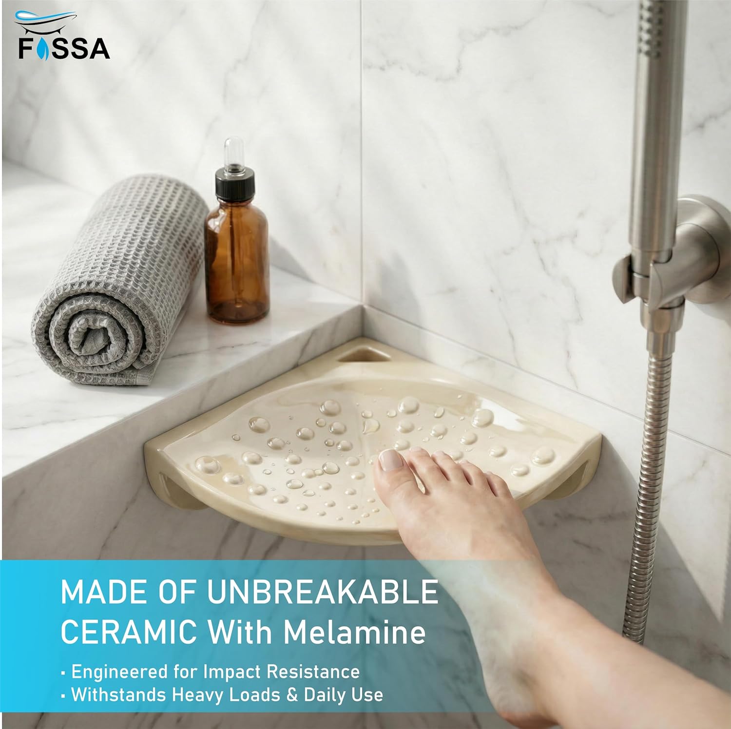 Ceramic Ivory Foot Rest Stand Unbreakable Glossy Finish (RM-135) - Fossa Home 