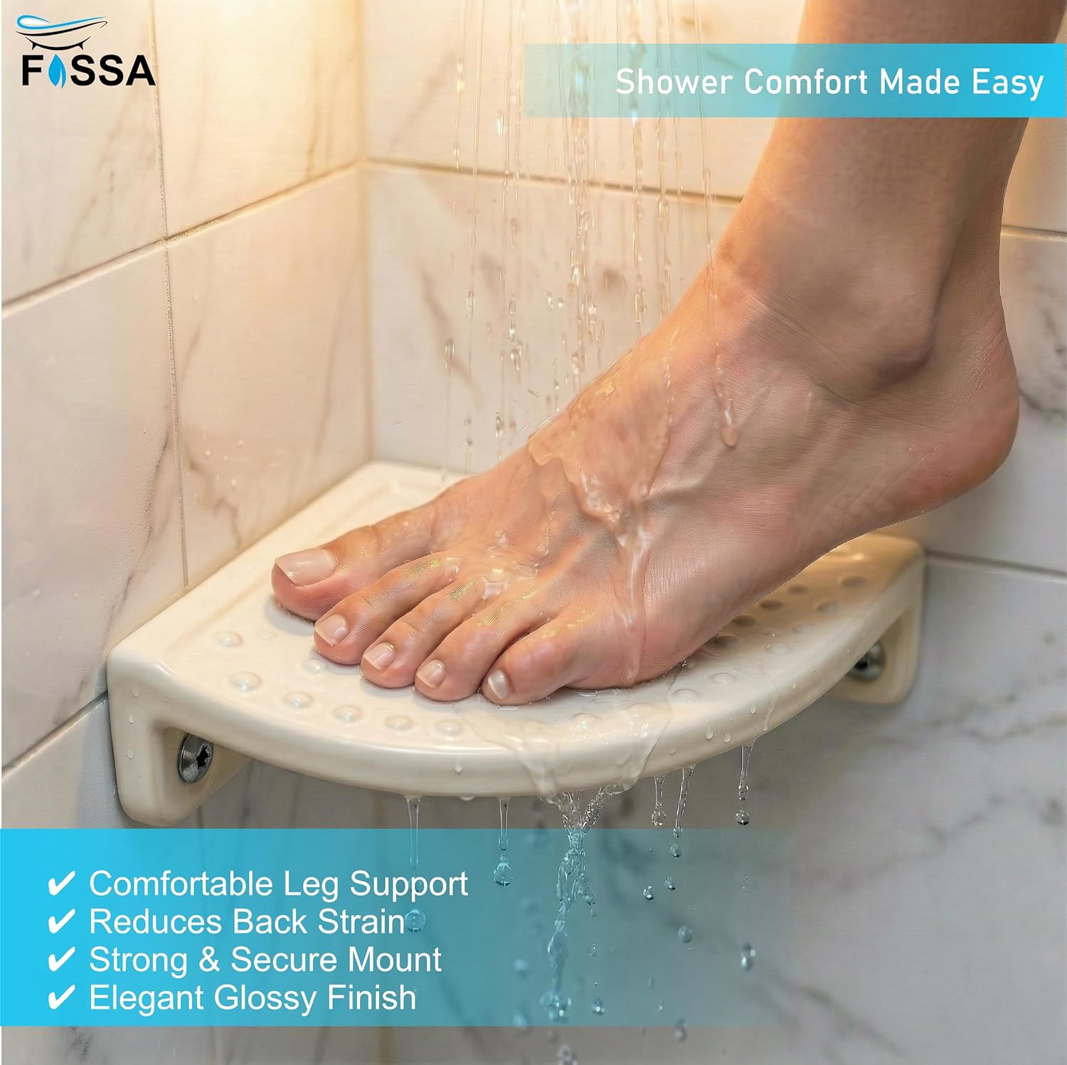 Durable Ivory Foot Rest for Bathroom Use
