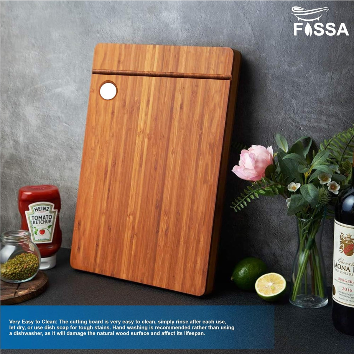 Fossa 14"x10" Wood Chopping,Cutting Board for Kitchen Vegetables, Fruits & Cheese Eco-Friendly, Anti-Microbial