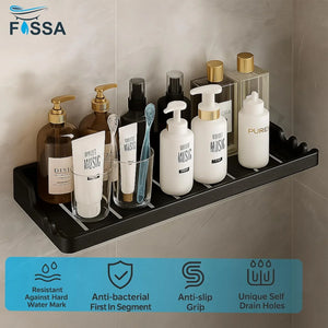 wall mounted ceramic shelf black glossy finish modern bathroom design
