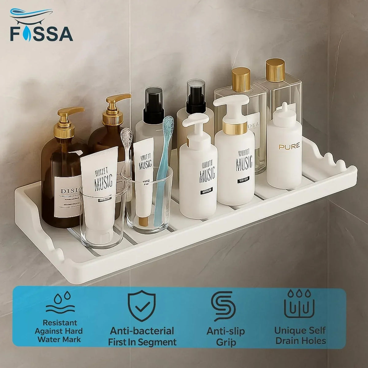 White Shower Rack Classic Ceramic Wall Mounted Shower Shelf Rack for Modern Bathroom ...