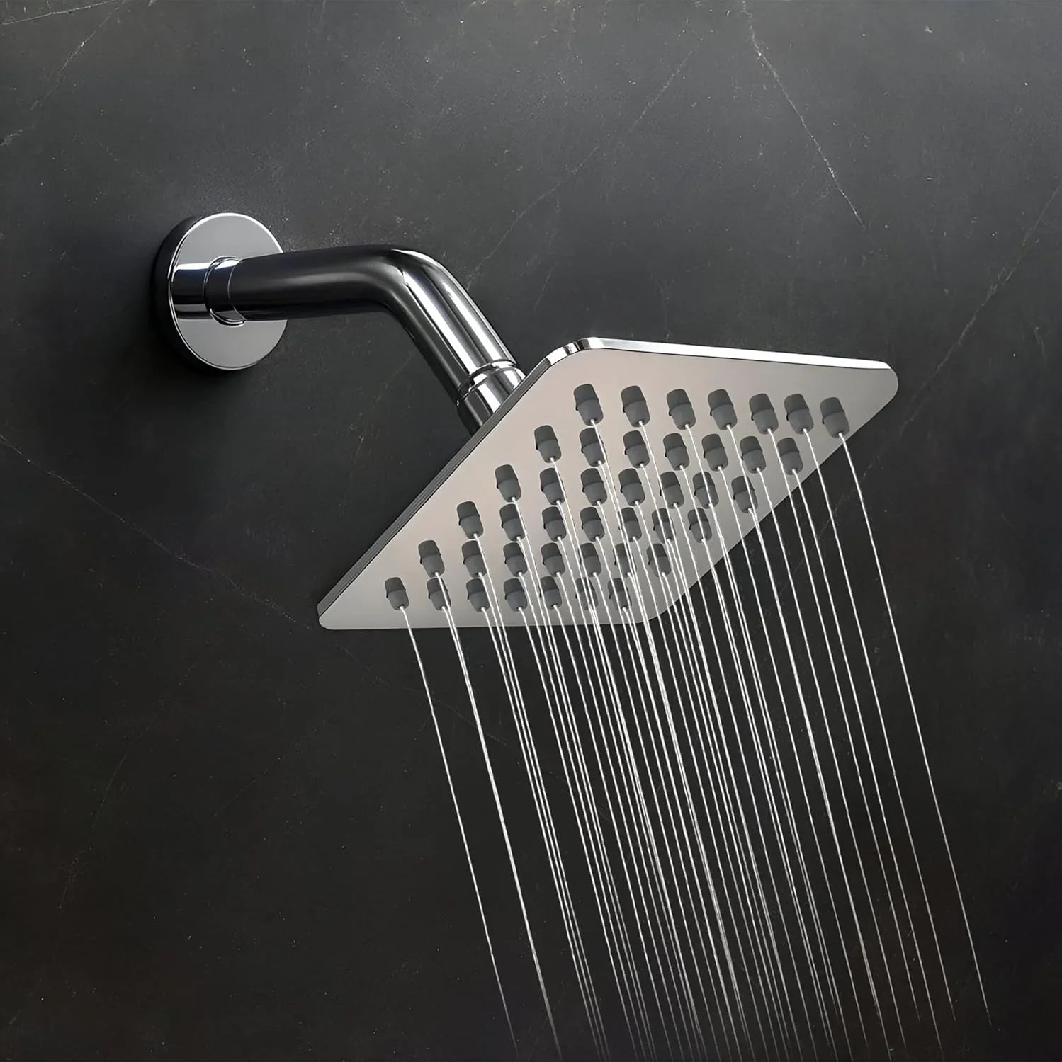 4x4 inch overhead shower, 304 stainless steel, chrome finish with 9 inch arm