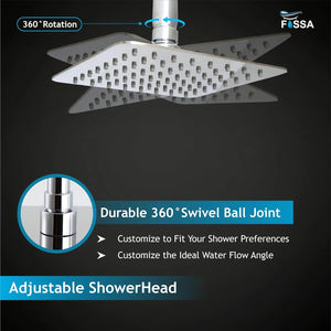304 grade stainless steel overhead shower 6x6 inch chrome with arm
