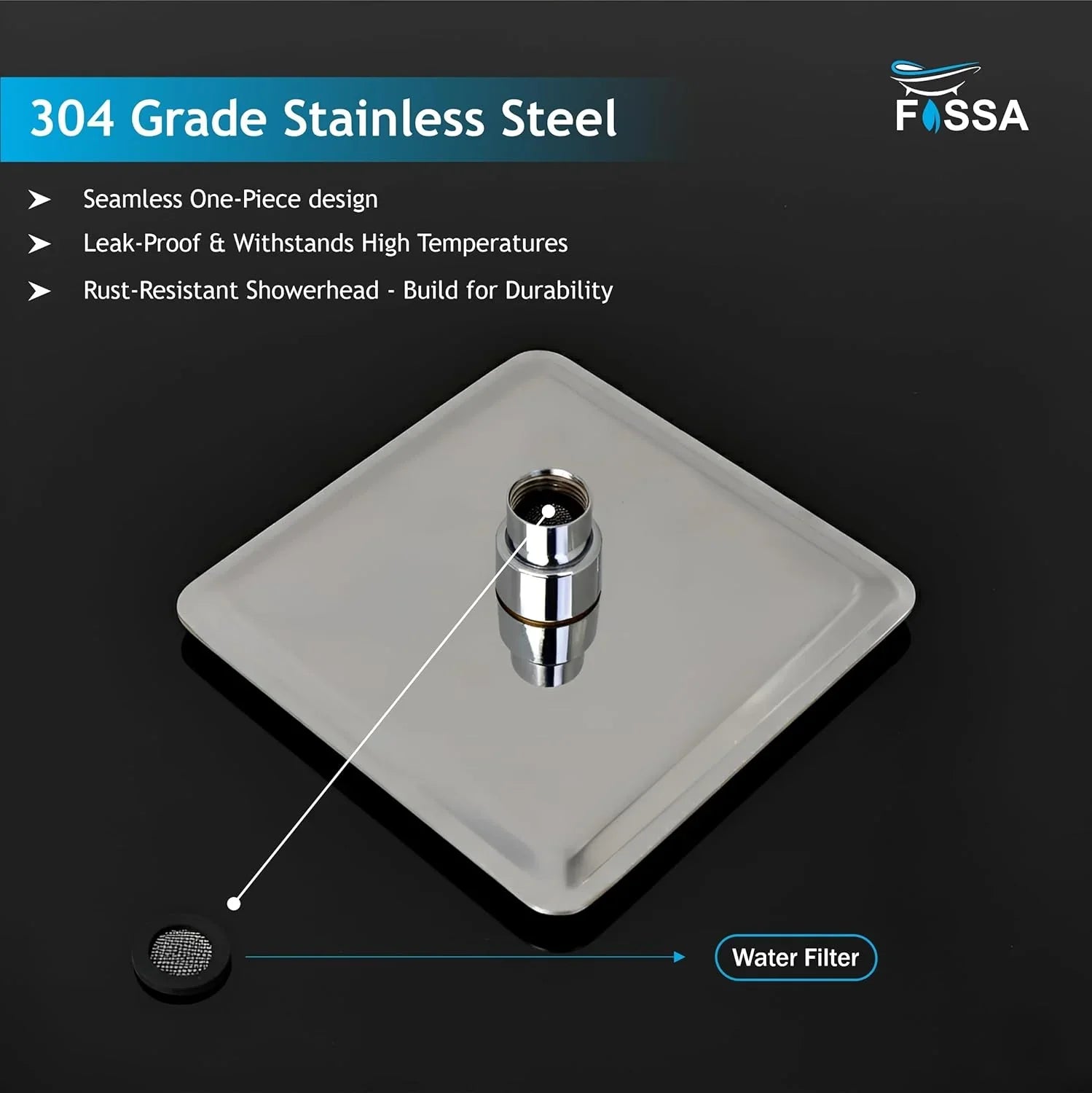 square overhead shower 6x6 inch chrome stainless steel bathroom fitting