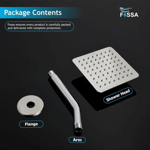 rain overhead shower 6x6 inch chrome stainless steel with shower arm