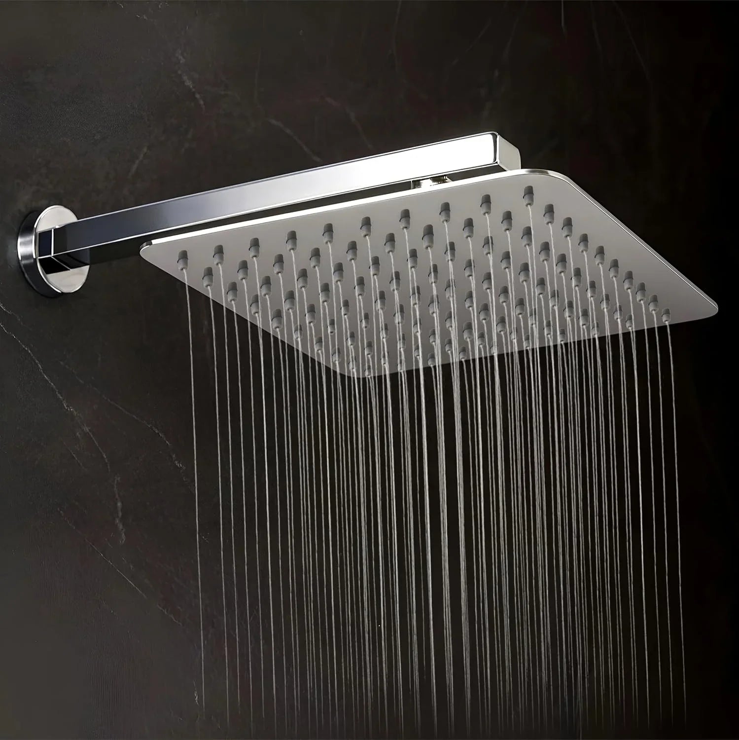 8x8 inch overhead shower 304 stainless steel chrome finish with 15 inch arm