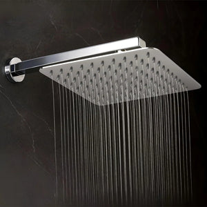 8x8 inch overhead shower 304 stainless steel chrome finish with 15 inch arm