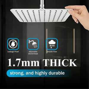 bathroom overhead shower 8x8 inch stainless steel chrome finish with arm