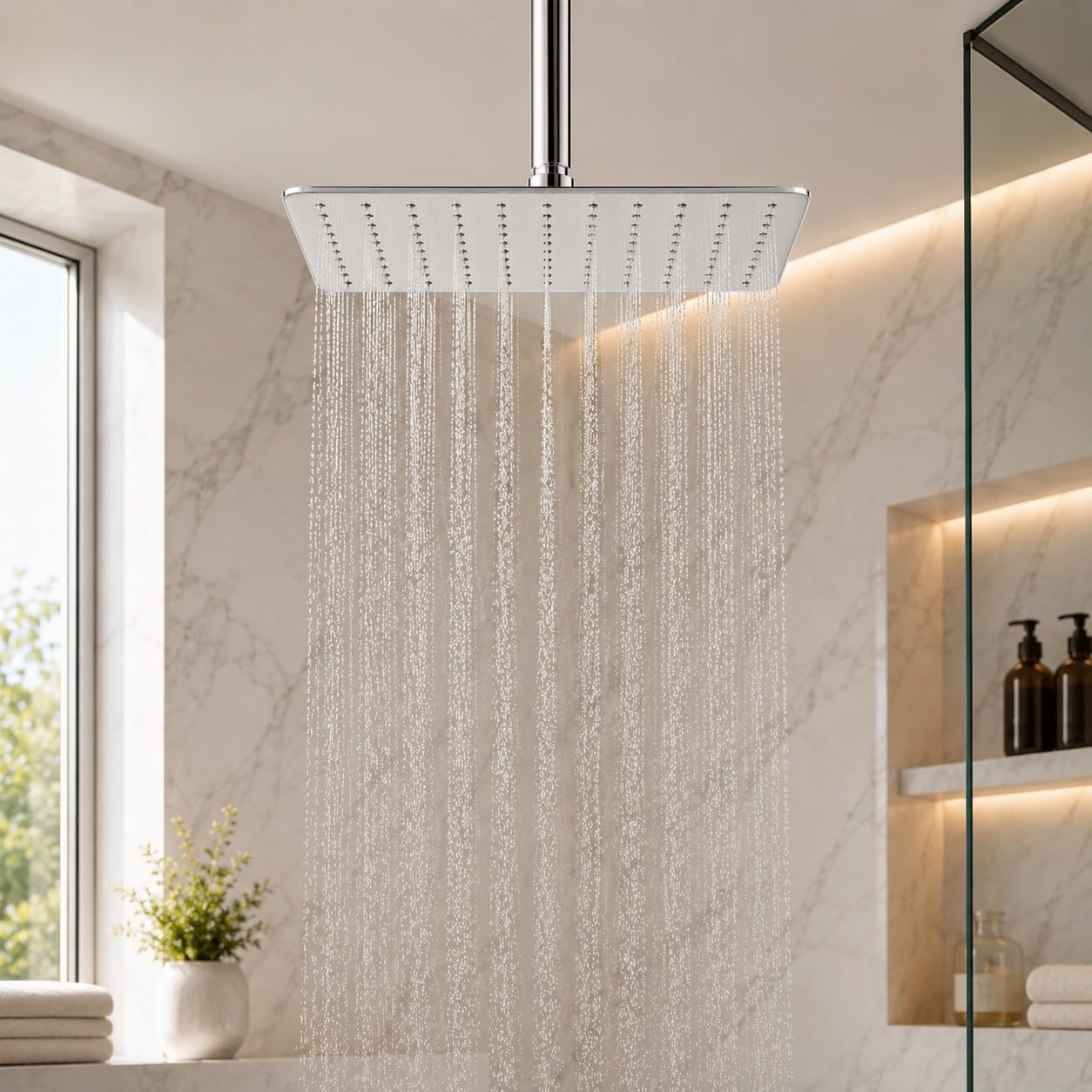 Premium 6×6 Inch Overhead Shower Designed to Deliver a Wide, Smooth and Refreshing Rainfall Experience.