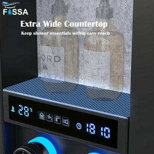 smart bathroom shower panel set black with rainfall water flow