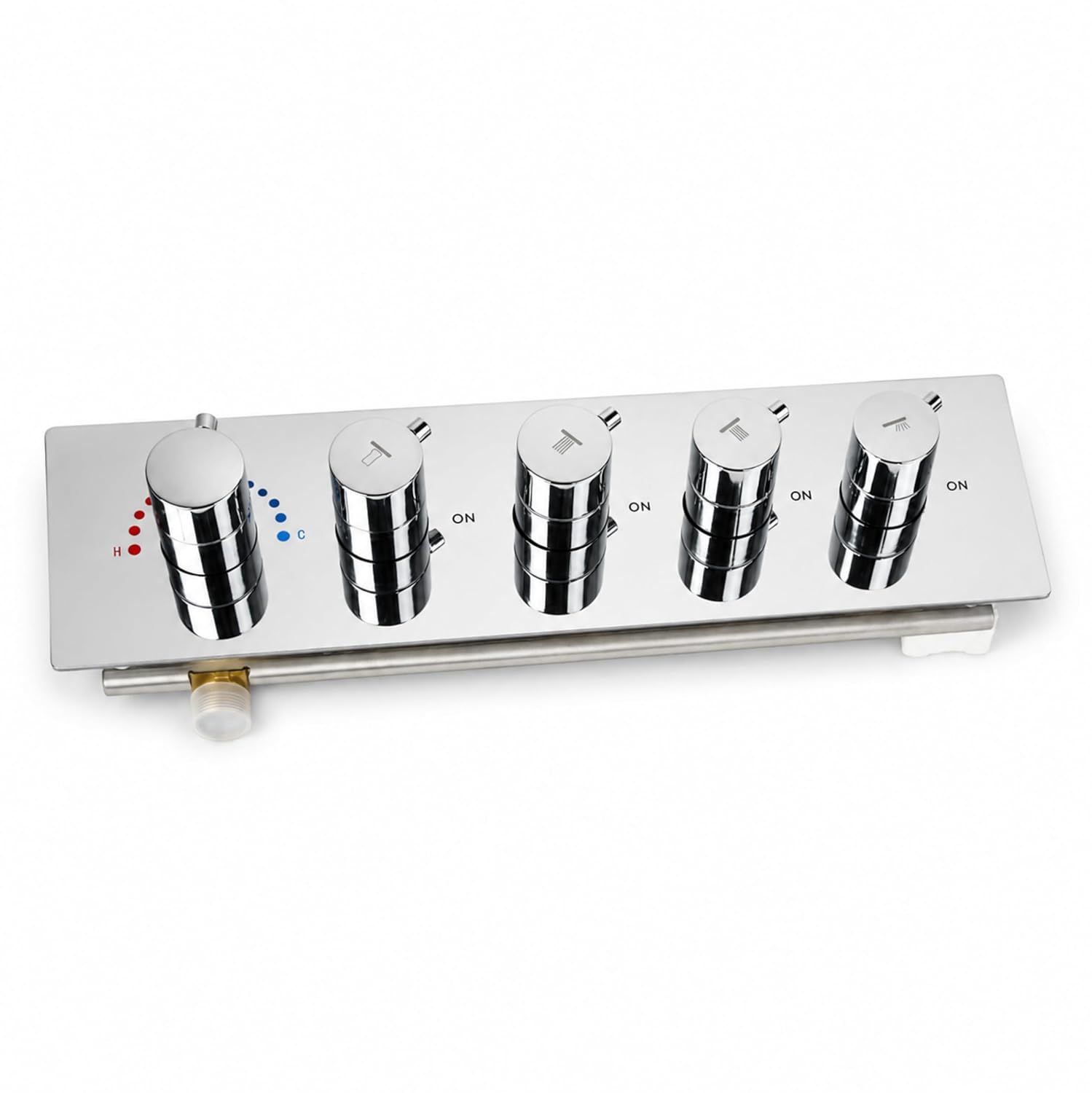3/4 Inch Florina 4 Way Brass Thermostatic Shower Diverter Set Push Button Silver - Fossa Home 
