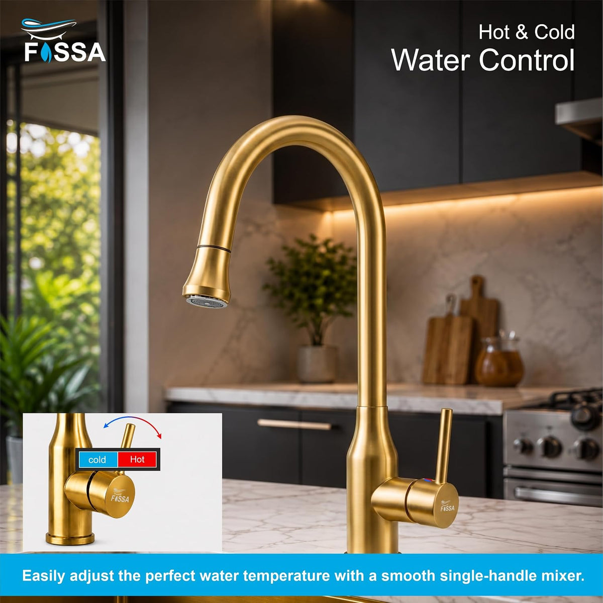 Easy lever movement provides comfortable water flow adjustment.
