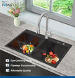 Black double bowl with tap hole kitchen sink 