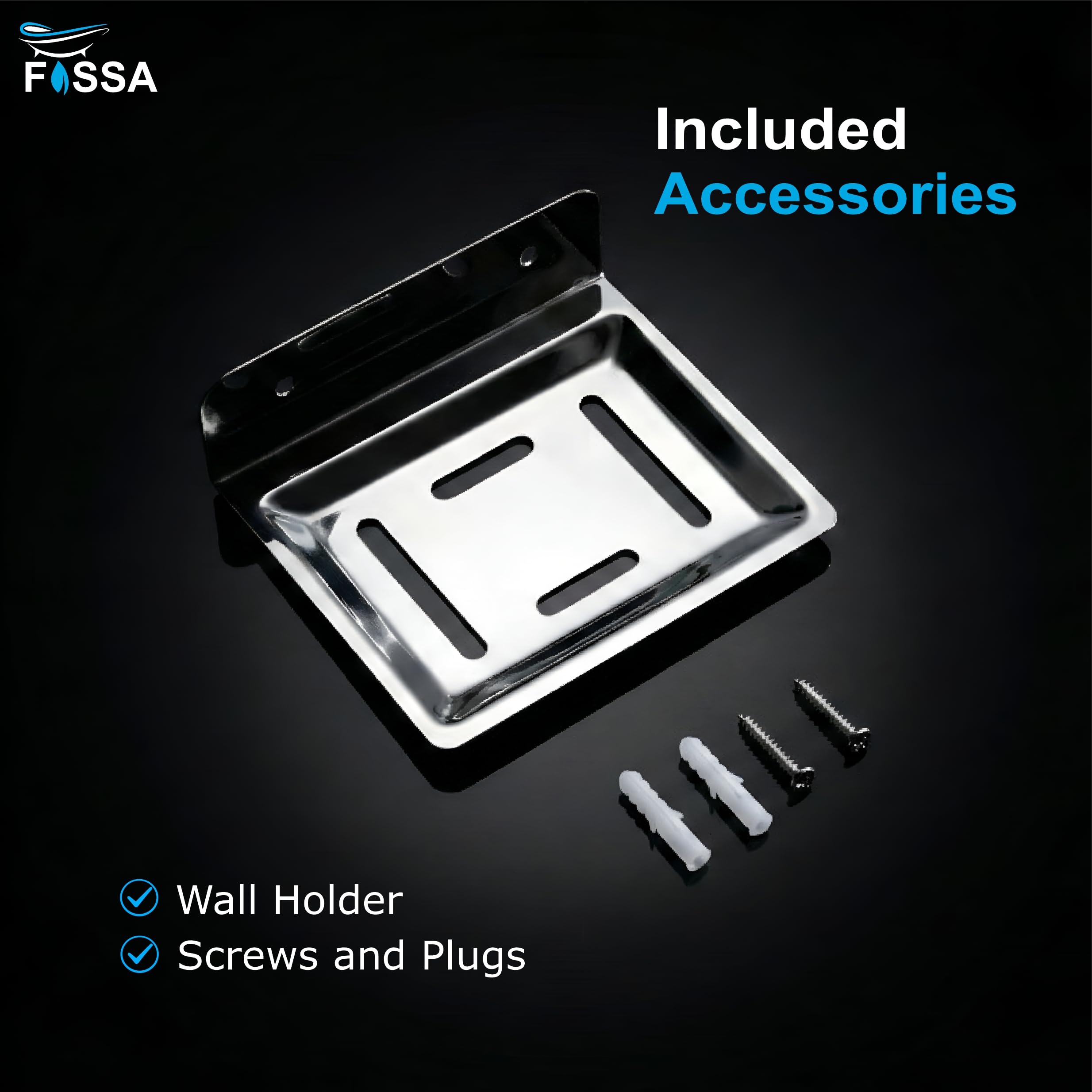 Wall mount design with fixing hardware for secure bathroom installation.