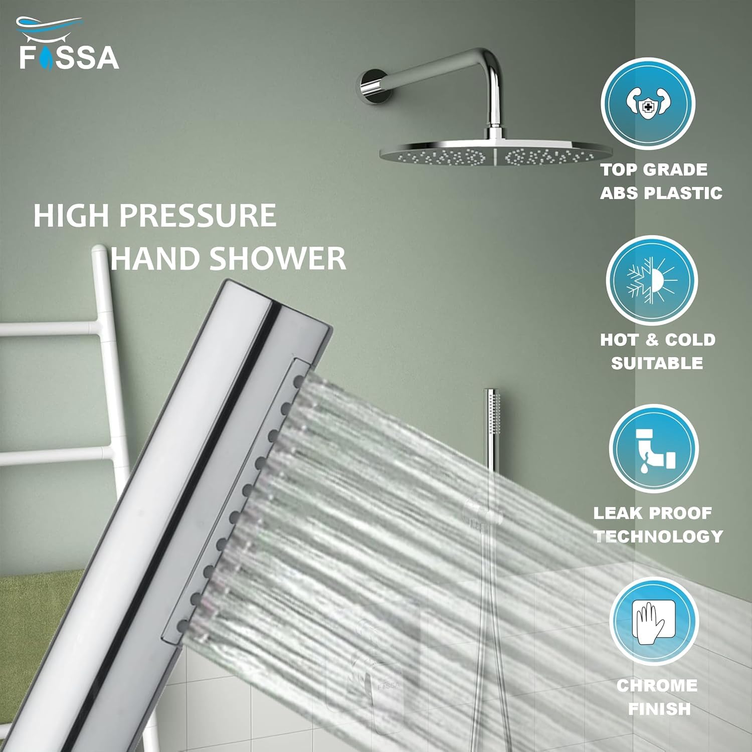 Easy wall or ceiling installation for modern bathroom setups.