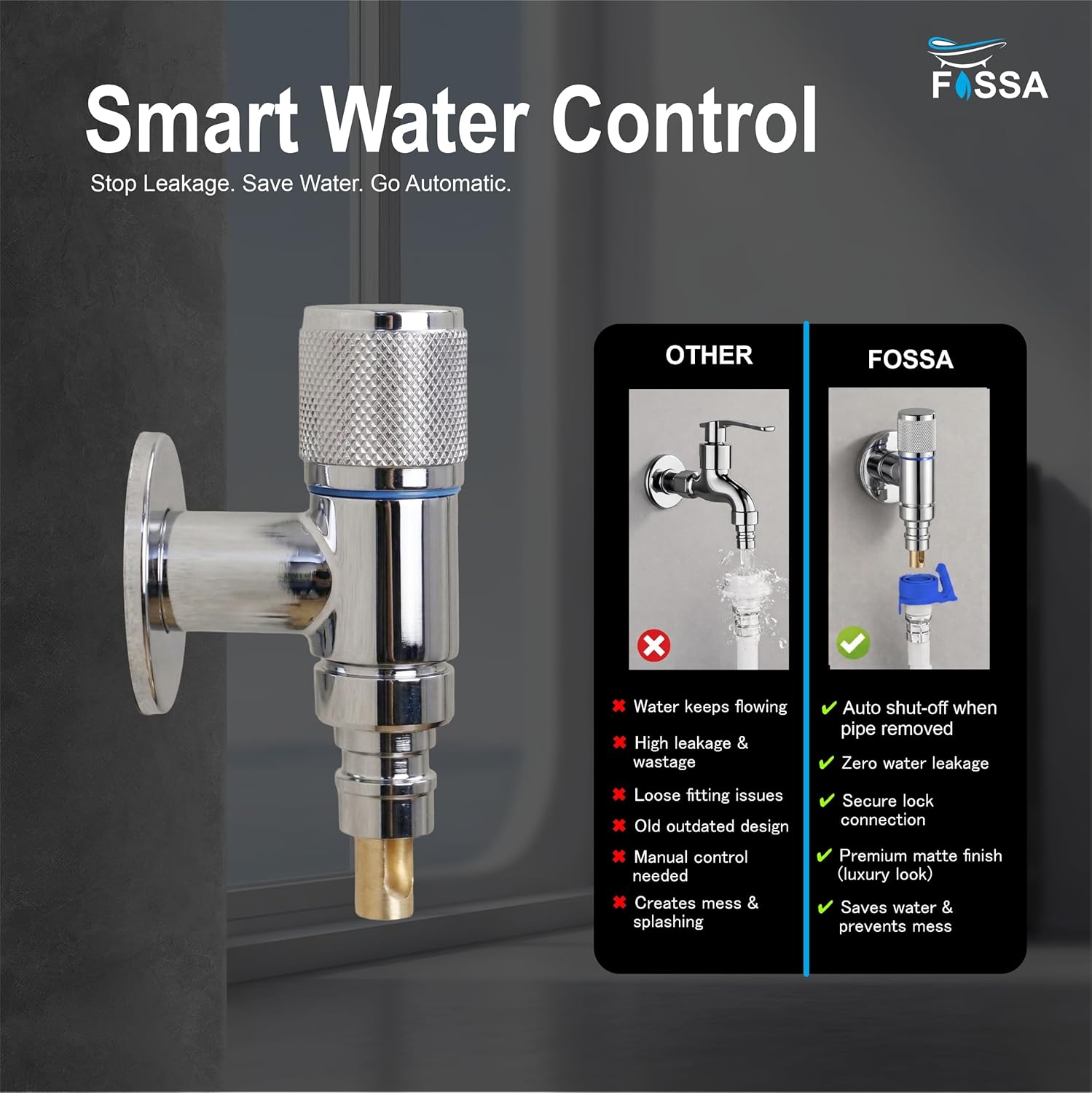 Stainless Steel Silver Angle Valve for Laundry Faucet, Washing Machine & Water Outlet Connection