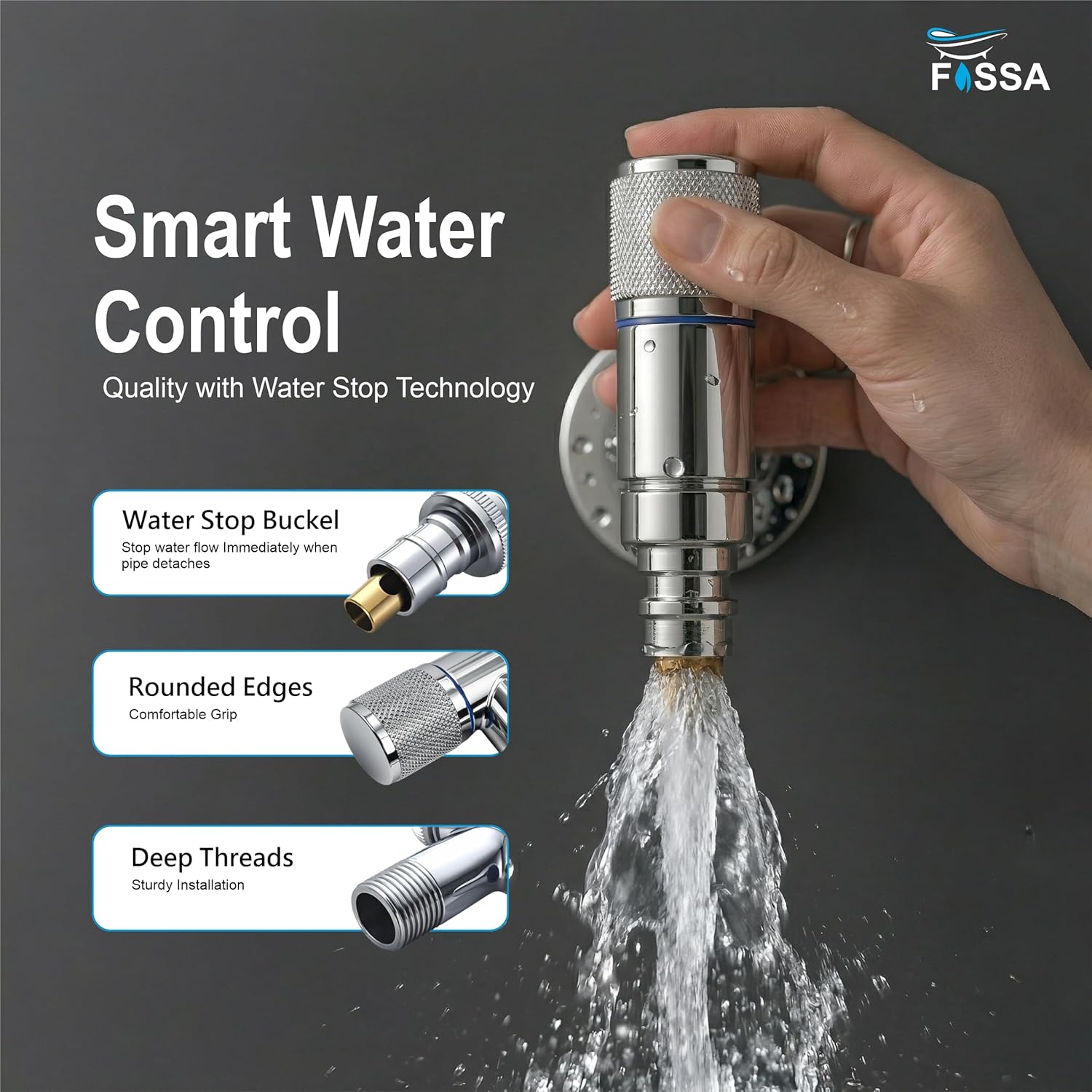 Modern Silver Stainless Steel Angle Valve for Laundry Faucet and Wall Mounted Water Connection