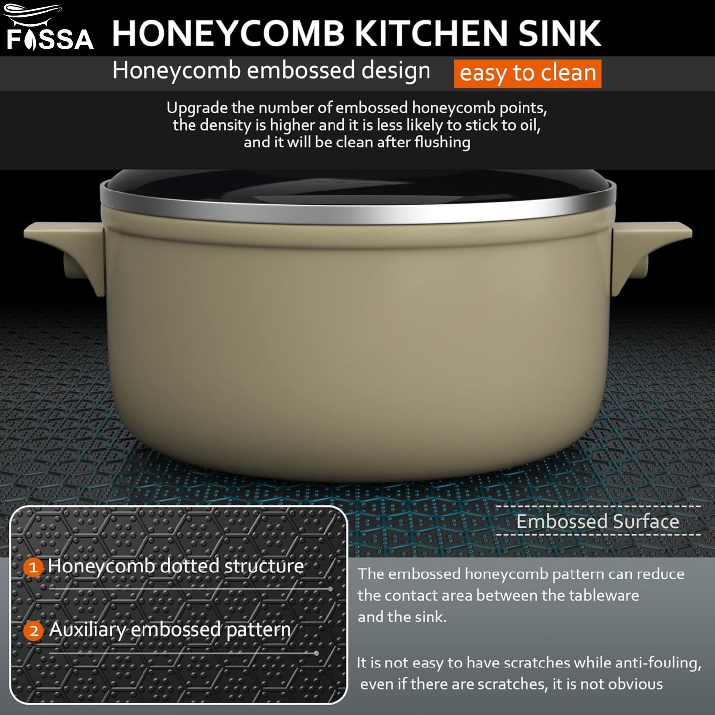 Honeycom stainless steel kitchen sink 