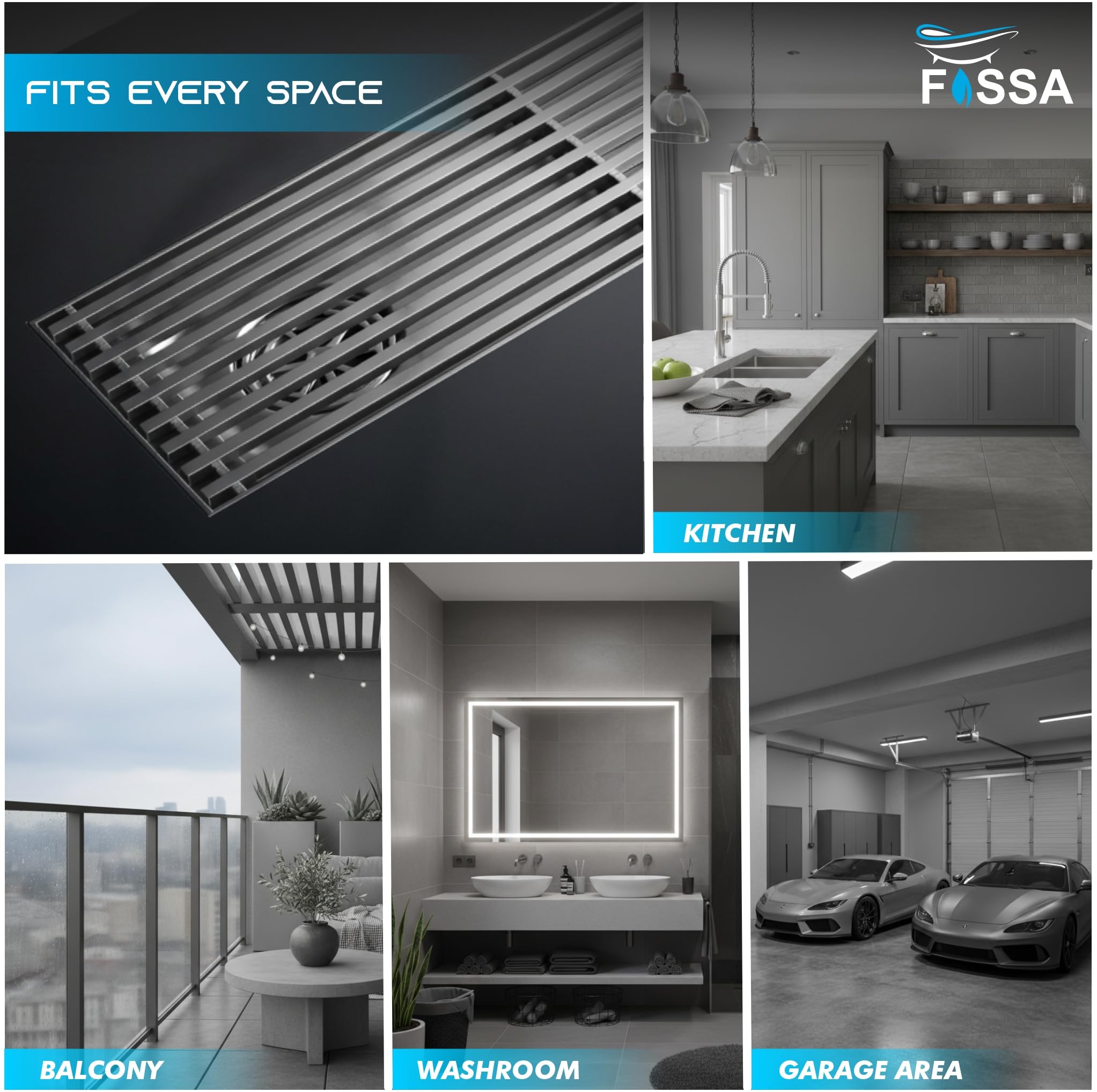 Designed to guide water smoothly toward the drain outlet.