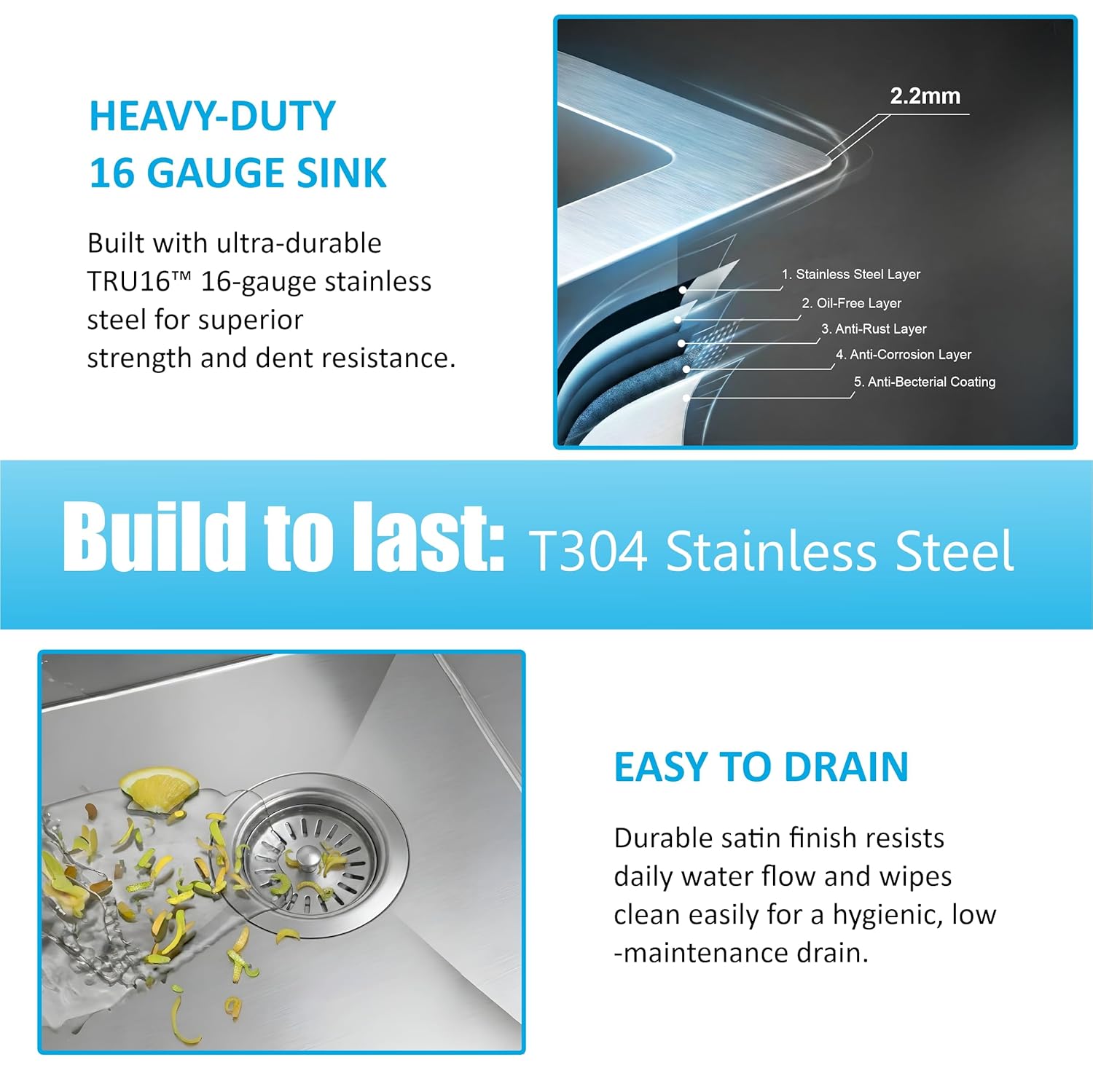 Silver finish gives a clean, modern, and premium look to your kitchen.