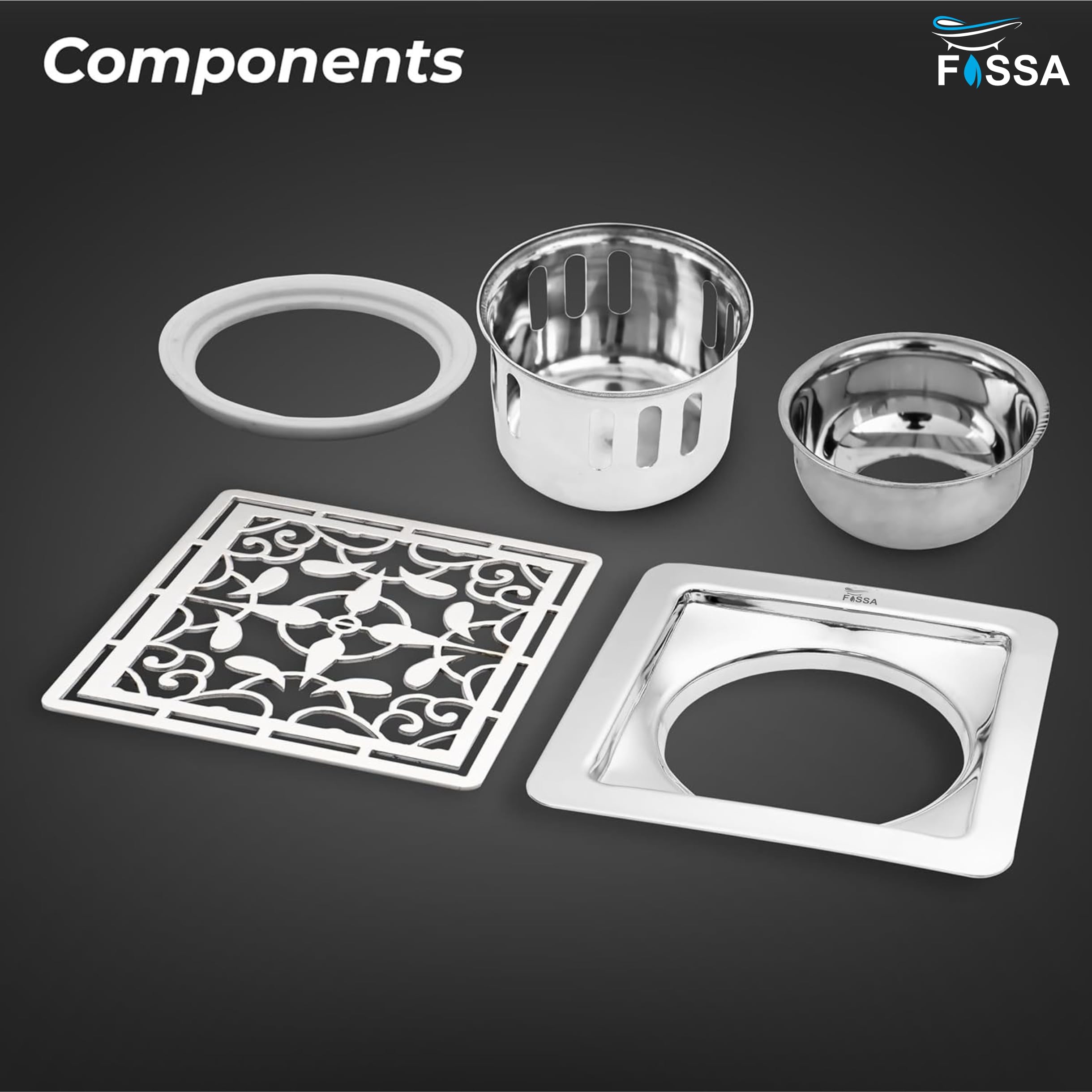 AquaFlow Premium 304 Grade Stainless Steel Anti-Rust Bathroom Floor Drain with Detachable Drain Cover
