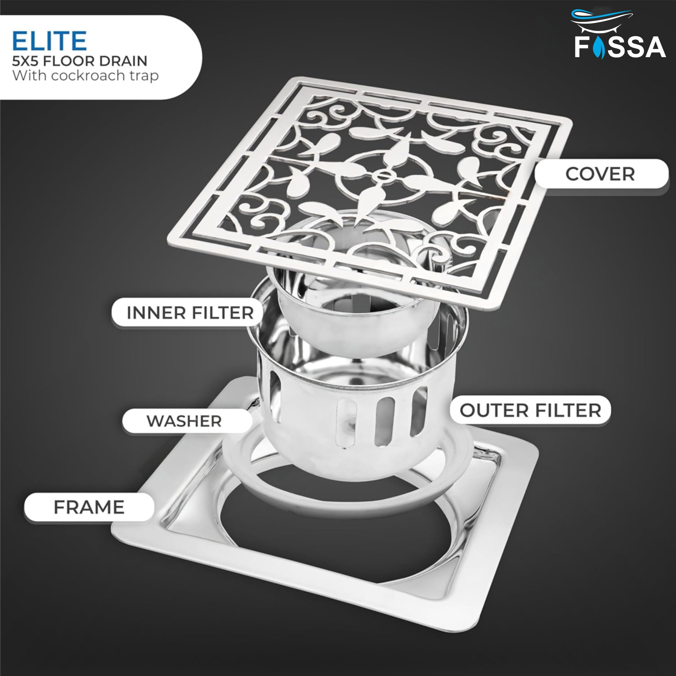 Drain  Durable Stainless Steel Anti-Rust Bathroom Floor Drain with High Flow Drain Cover