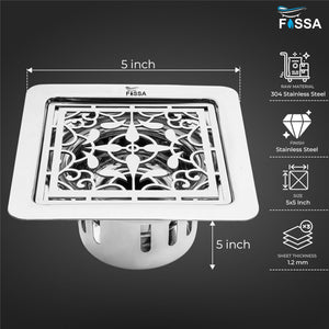 DrainMax Heavy Duty 304 Grade Stainless Steel Bathroom Floor Drain with Smooth Water Flow Cover