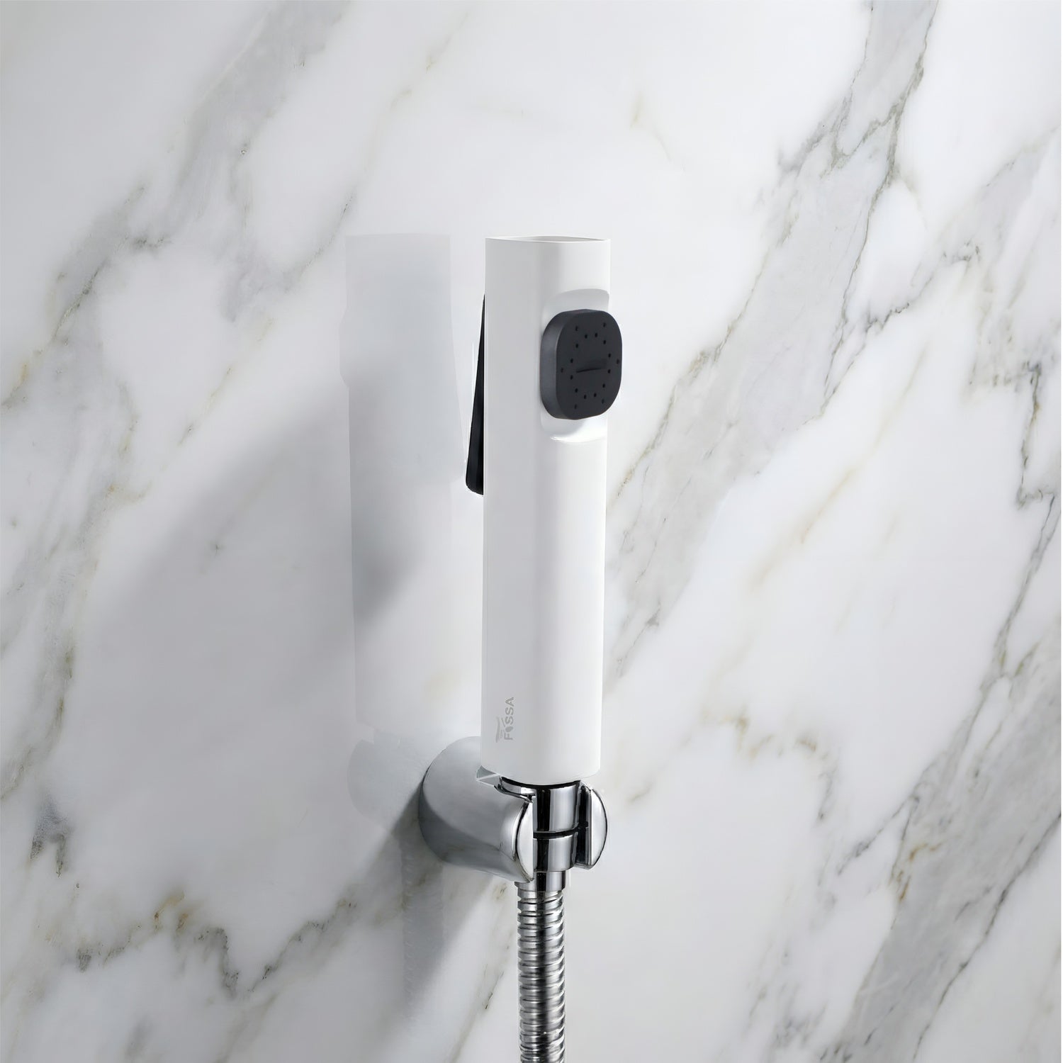 Erica white ABS Health Faucet with 1 Meter Flexible Hose Pipe & Hook - Fossa Home 