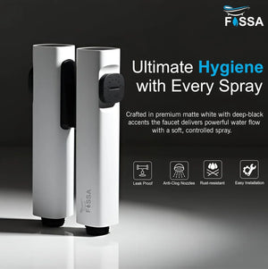 white abs health faucet with flexible hose pipe and wall hook for toilet