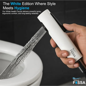 white ABS handheld health faucet with flexible hose pipe for bathroom