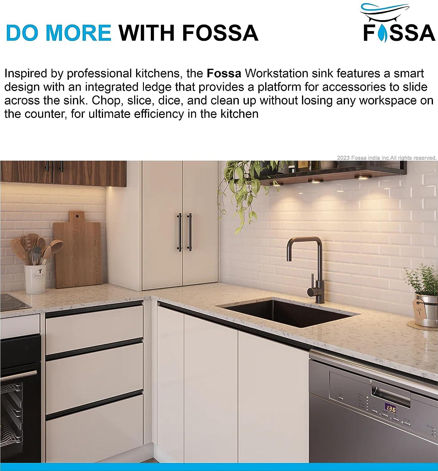 FOSSA 18"X16"X09" Single Bowl Stainless Steel Handmade Kitchen Sink Matte Finish FS-01R Black - Fossa Home 
