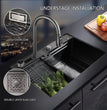 FOSSA 30"x18"x10" Stainless Steel Handmade Single Bowl With Water Fall Kitchen Sink, Matte Finish, With Basket (SUS-304 With LD Panel Nano) Fossa Home