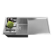 FOSSA 37"x18"x10" Single Bowl With Drain Board 304 Grade Handmade Kitchen Sink Silver Fossa Home